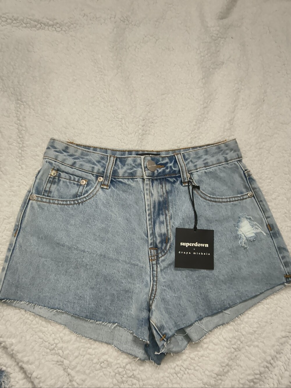 superdown High-Rise Light Blue Denim Shorts